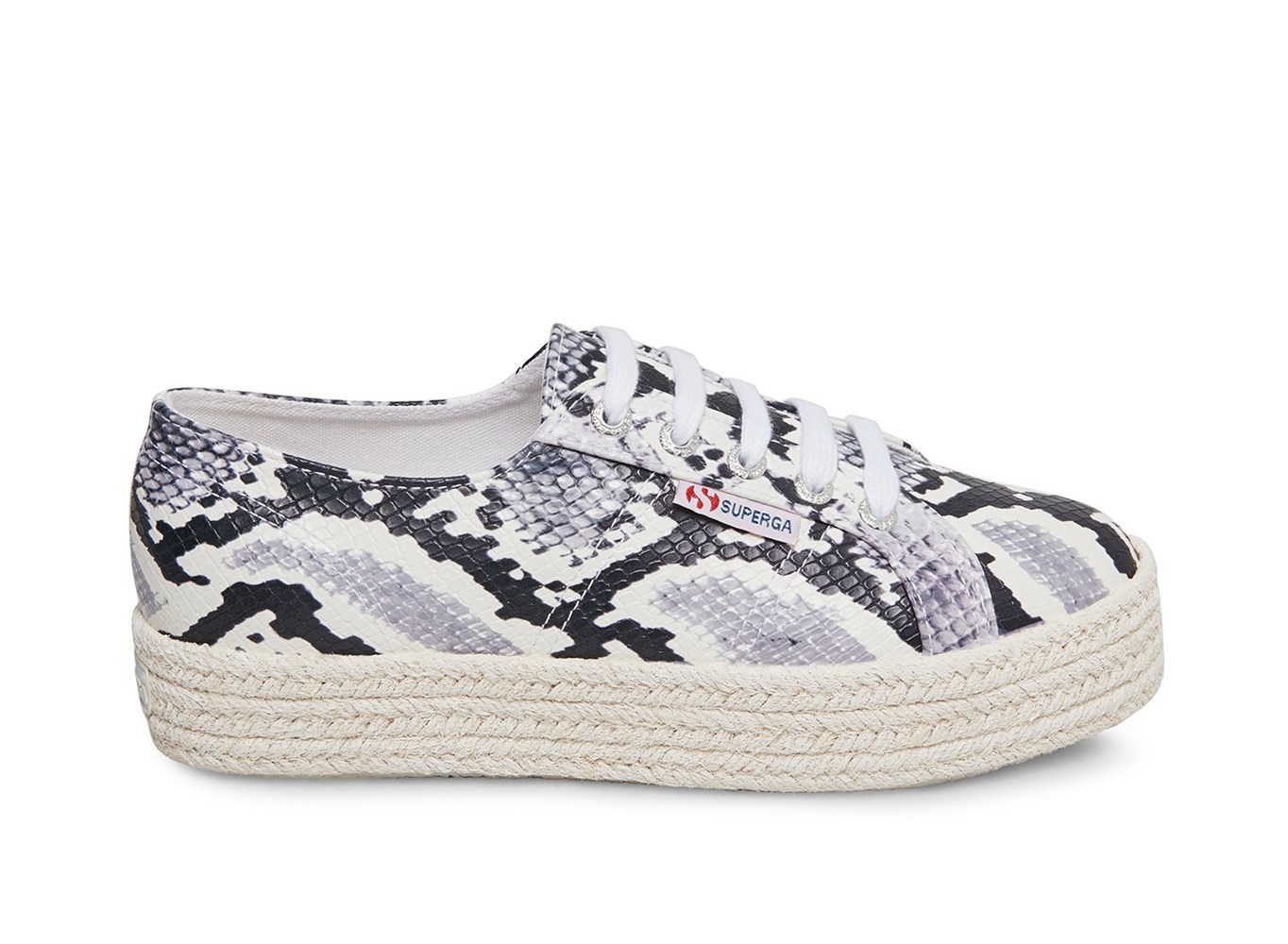 Superga Plataforma Mujer Negras/Blancas/Serpent - 2730 Pufanropew - 906475VYT
